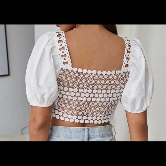 Front tie white crop top - Picture 3 of 4